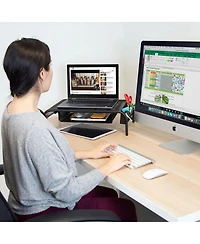 Mount-It! Metal Mesh Monitor Stand with Pull Out Drawer