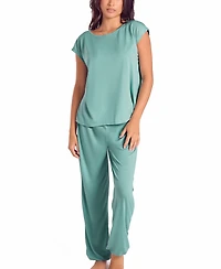 iCollection Plus Soft Breathable Pajama Set with Cap-Sleeve Top and Jog pants