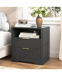 Streamdale Furniture Smart Nightstand with Charging Station, Night Light, and Storage