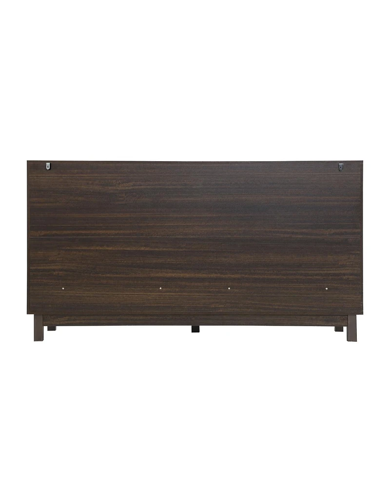 Streamdale Furniture 6-Drawer Fluted Wood Dresser, 60" Wide Storage Cabinet