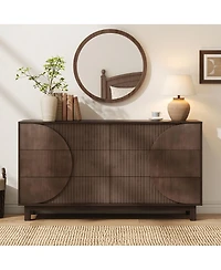 Streamdale Furniture 6-Drawer Fluted Wood Dresser and Tv Stand, 60" Wide