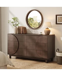 Streamdale Furniture 6-Drawer Fluted Wood Dresser and Tv Stand, 60" Wide