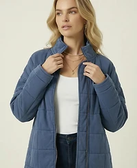 Modenaire Women's Quilted Fleece Long Sleeve Jacket