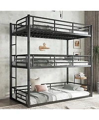 Streamdale Furniture Twin Over Twin Over Twin Metal Triple Bunk Bed with Safety Guardrails