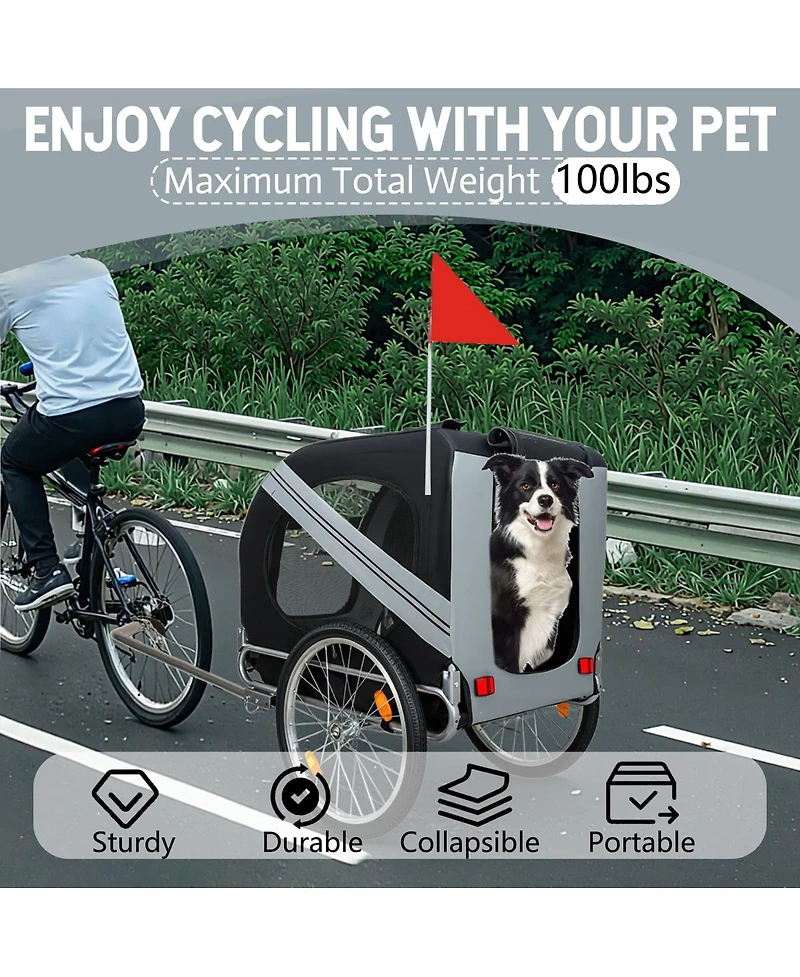 Streamdale Furniture Large Folding Dog Bike Trailer Capacity All-Terrain Pet Carrier