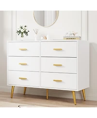 homfan 6-Drawer Dresser for Bedroom, Cabinet with Elevated Base, Fabric Storage Tower, Steel Frame, Chest Drawers Organizer for Closet, Living Room