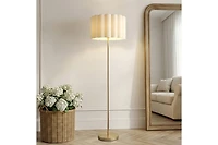 Brightech Estelle 65" Gold Modern Led Floor Lamp with Scalloped Fabric Shade