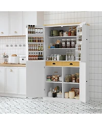 Streamdale Furniture Freestanding Kitchen Pantry Cabinet with 2 Drawers and Adjustable Shelves