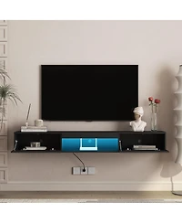 Streamdale Furniture 69" Modern Floating Tv Stand with 16-Color Led Lights for 65" TVs