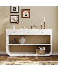 Streamdale Furniture Modern Curved Console Table with 3 Drawers and 2 Shelves