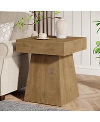 Tribesigns Square Side Table Set of 2, Farmhouse Small End with Wide Base, Rustic Nightstand Beside Bed