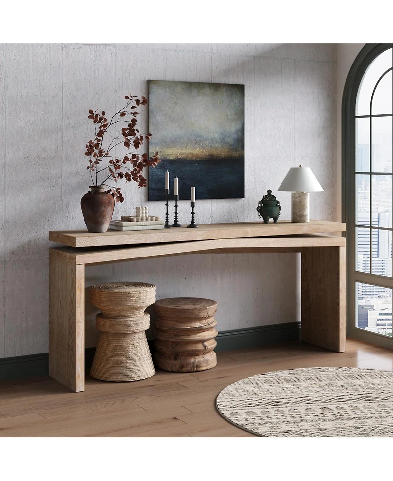 Streamdale Furniture 65-Inch Rustic Solid Wood Veneer Farmhouse Console Table