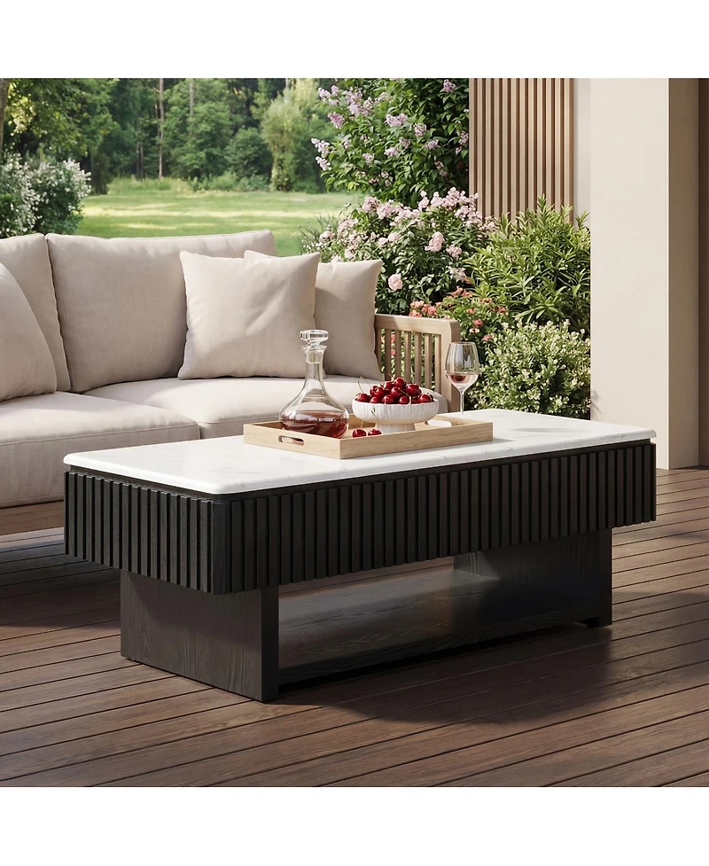 Streamdale Furniture 46.5" Lift Top Coffee Table with Drawer, Hidden Storage and Marble-Pattern Top