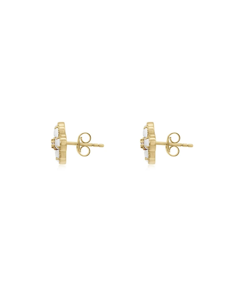 The Lovery Mother of Pearl Cz Flower Stud Earrings 14K Gold-Plated Sterling Silver