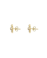 The Lovery Mother of Pearl Cz Flower Stud Earrings 14K Gold-Plated Sterling Silver
