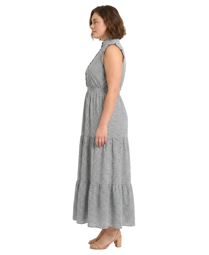 London Times Plus Sleeveless Tiered Maxi Dress