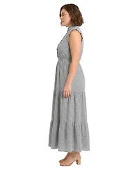 London Times Plus Sleeveless Tiered Maxi Dress