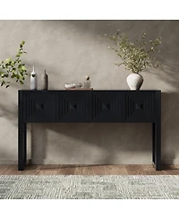 Streamdale Furniture Geometric Carved Console Table with 3 Soft-Close Drawers