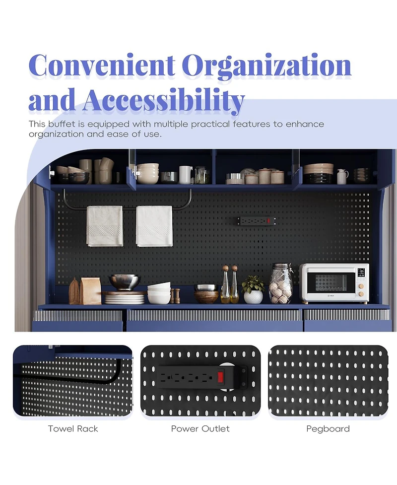 Streamdale Furniture 63'' W Freestanding Buffet with Hutch, Coffee Bar Storage Cabinet