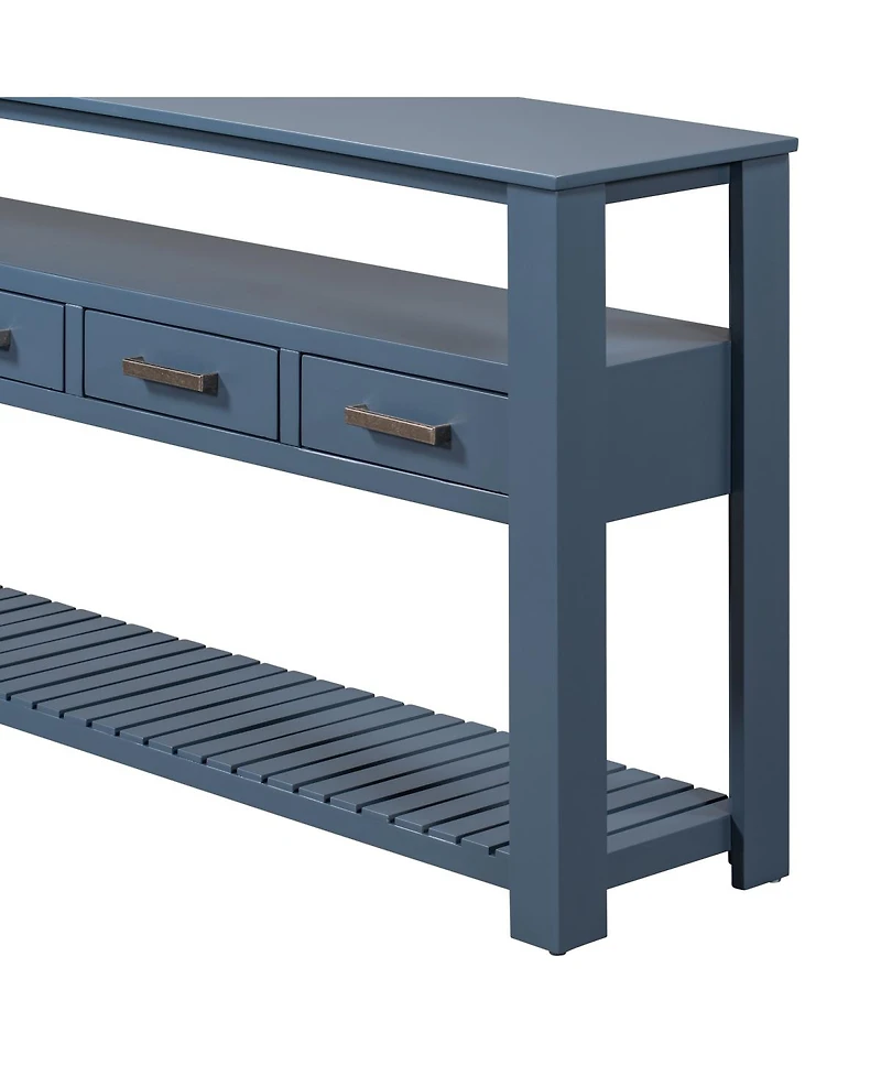 Streamdale Furniture 61.5'' Large 4-Drawer Console Table with 3-Tier Open Shelves