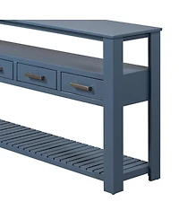 Streamdale Furniture 61.5'' Large 4-Drawer Console Table with 3-Tier Open Shelves