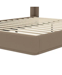 Streamdale Furniture Upholstered Queen Wingback Platform Bed Frame, Linen