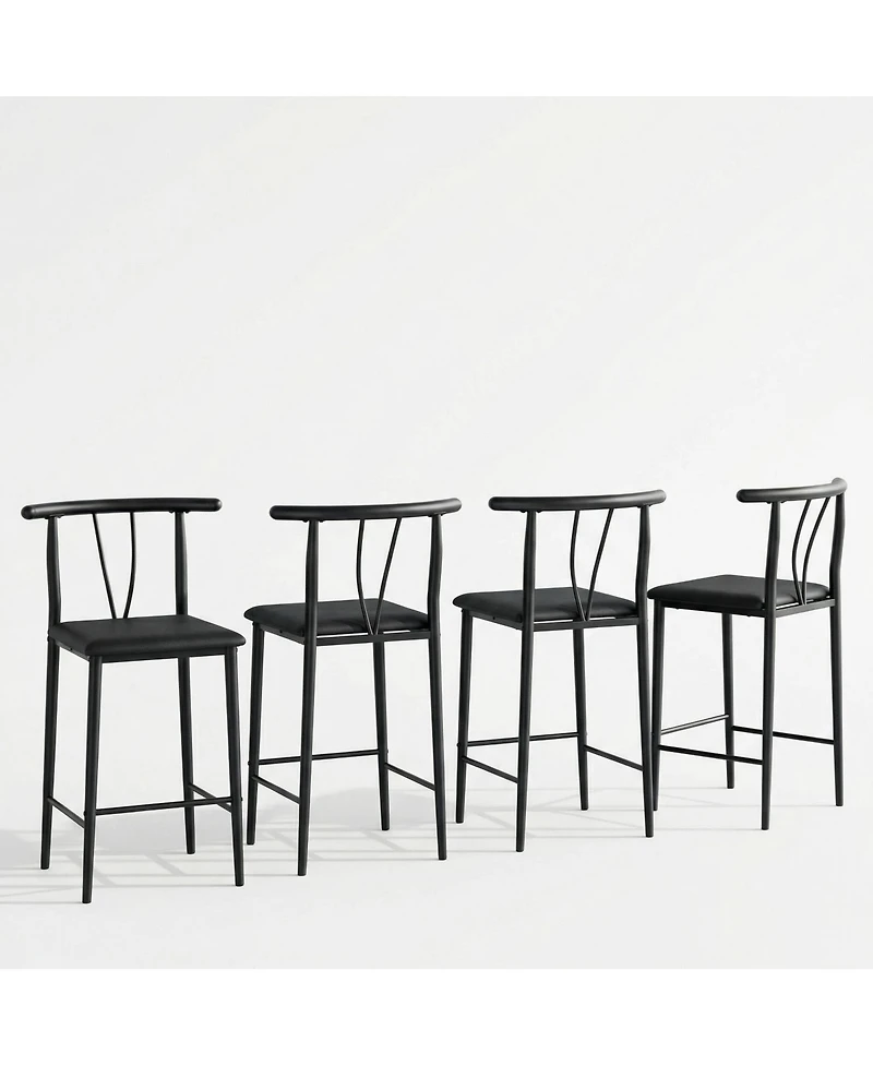 homfan Set of Comfortable Counter Height Bar Stools Set - 25 Inch Barstools with Backrest and Footrest