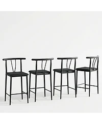 homfan Set of Comfortable Counter Height Bar Stools Set - 25 Inch Barstools with Backrest and Footrest