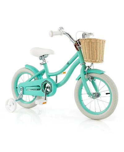 Gymax Kids Bike for Boys and Girls Aged 3-8 Years Old 14'' Children Bicycle w/ Training Wheels