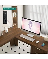 Streamdale L-Shaped Computer Desk with Drawers, Bookshelf