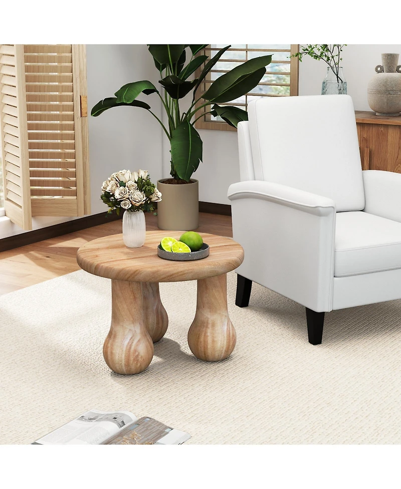 Gymax 24'' Small Solid Mahogany Wood Coffee Table With Thickened Top Column Legs for Porch