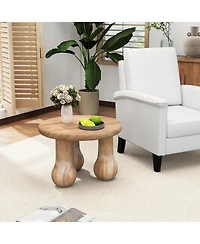 Gymax 24'' Small Solid Mahogany Wood Coffee Table With Thickened Top Column Legs for Porch