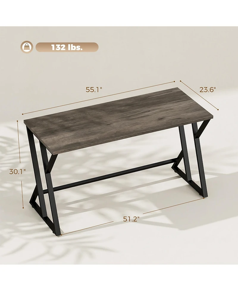 Homcom 55 Inch Computer Desk, Industrial Writing Desk with Z-Shaped Leg