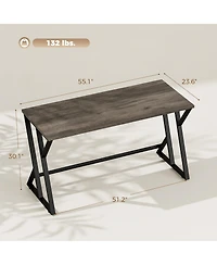 Homcom 55 Inch Computer Desk, Industrial Writing Desk with Z-Shaped Leg