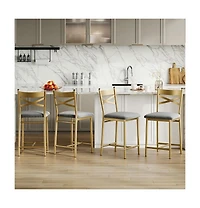 homfan Set of 4 Modern Counter Height Dining Chairs with Backrest – Metal Frame, Upholstered Seat, Footrest