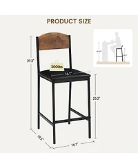 homfan Space-Saving Counter Height Dining Set with Bar Table and 2 Upholstered Stools, Built-in Storage Shelf and Wine Rack, Easy Assembly