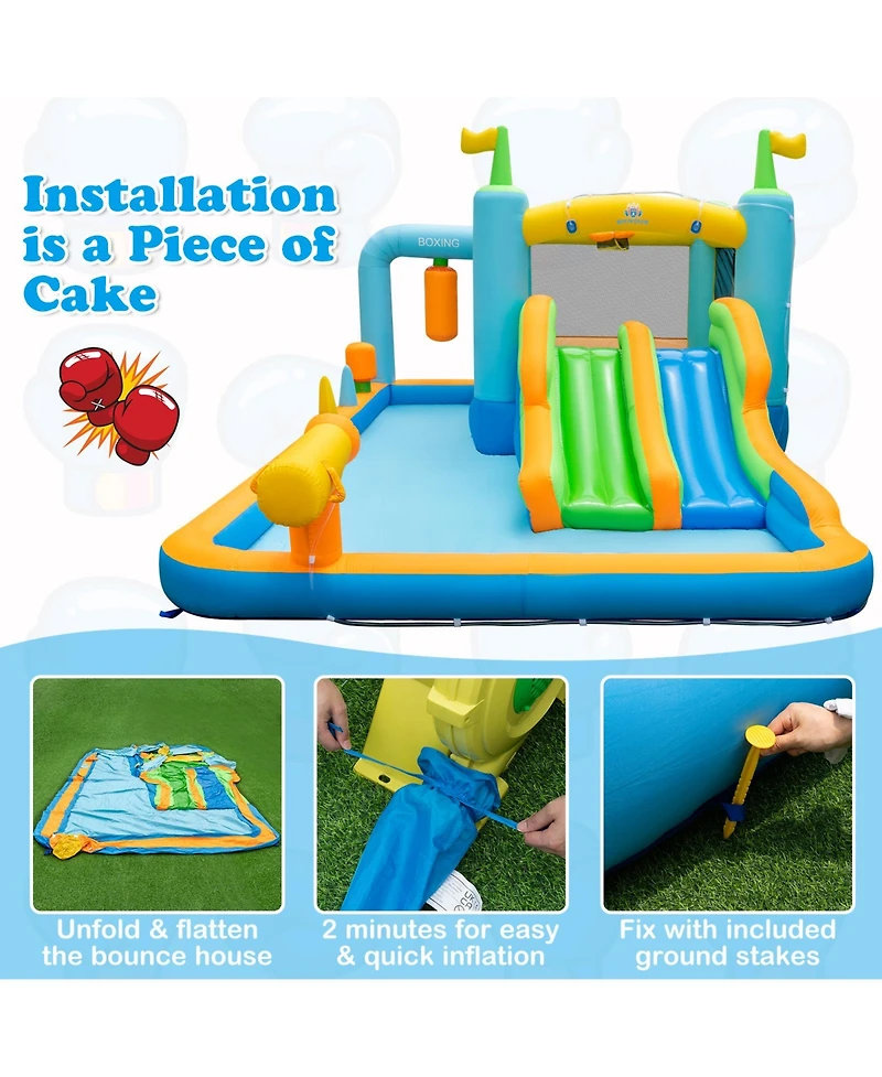 Sugift Giant Inflatable Water Slide with Dual Slides and Splash Pool (No Blower)