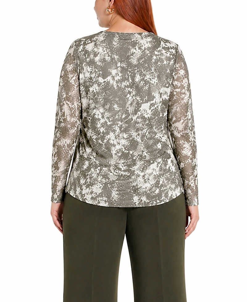 Coin 1804 Plus Python Mesh Scoop Neck Top