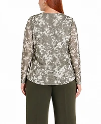 Coin 1804 Plus Python Mesh Scoop Neck Top