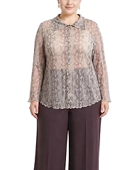 Coin 1804 Plus Python Mesh Button-Front Shirt
