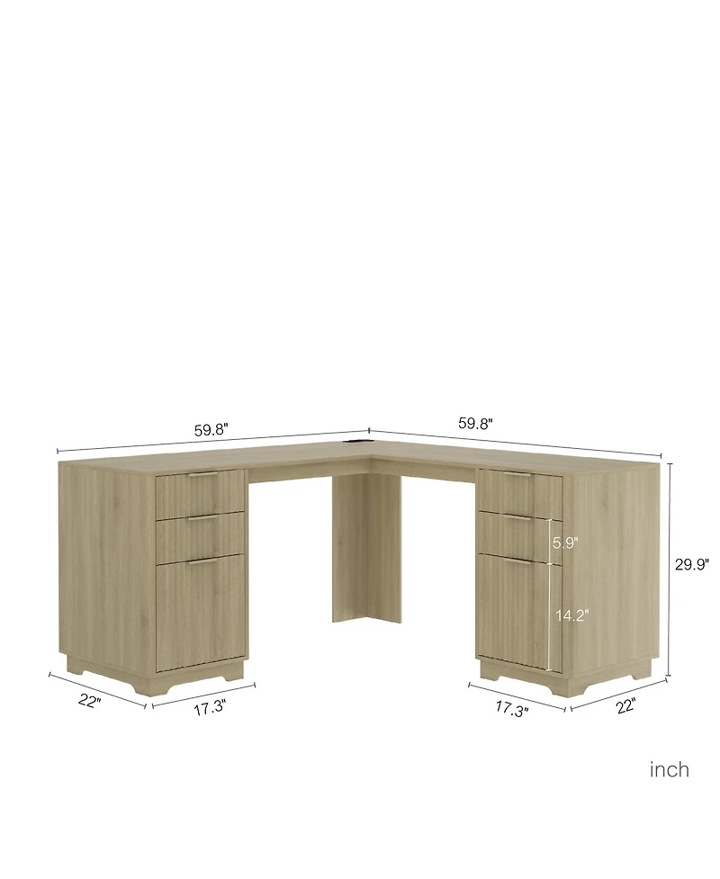 Streamdale L-Shaped Computer Desk with Drawers, Bookshelf, and Storage