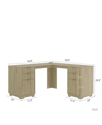 Streamdale L-Shaped Computer Desk with Drawers, Bookshelf, and Storage