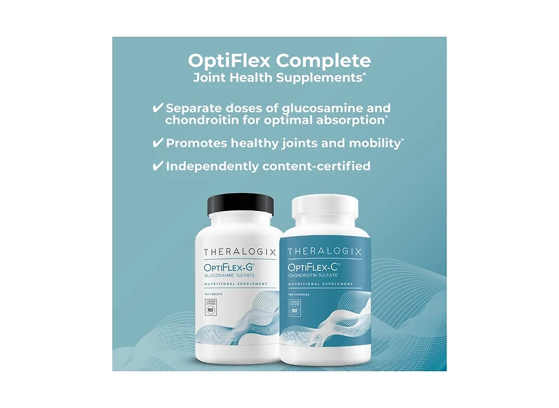 Theralogix OptiFlex Complete - 90-Day Supply - Glucosamine and Chondroitin Supplement - Support Healthy Joint Function - Nsf Certified