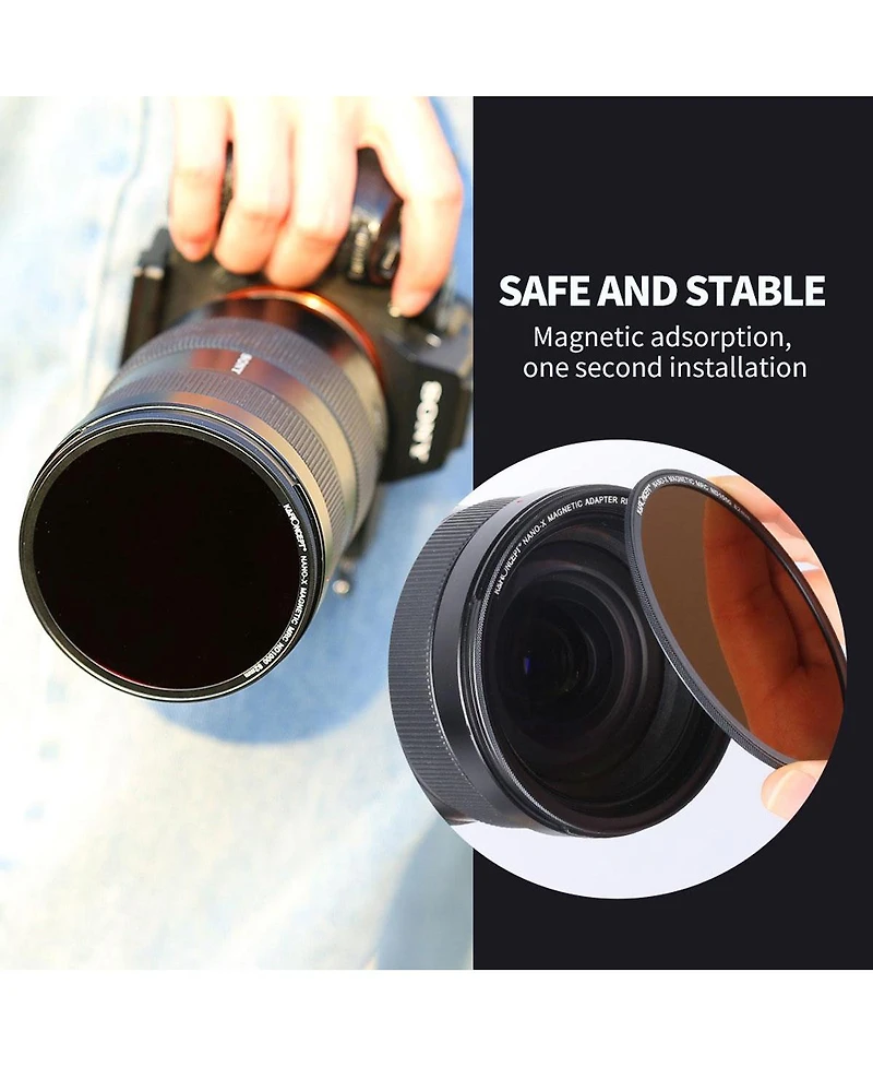 KandF Concept 58mm 3-Piece Magnetic Lens Filter Kit with Mcuv, Cpl and ND1000 Hd Filters