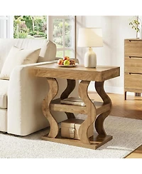 Tribesigns 3-Tier Narrow Side Table, Wooden End Table with Storage Shelf, for Living Room, Bedside, Sofa Side