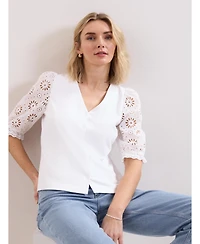 Phase Eight Women's Eleanor Floral Eyelet Detail Top
