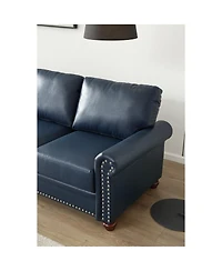 Streamdale Furniture Faux Leather Chesterfield Sofa with Nailhead Trim and 2 Pillows