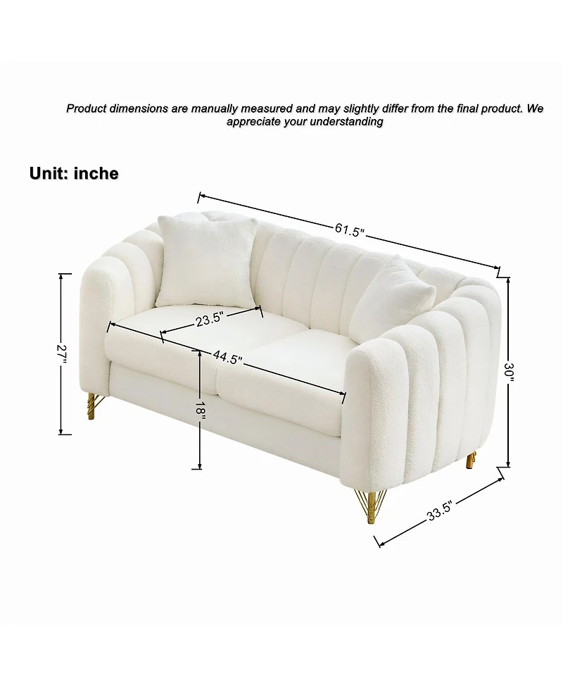 Streamdale Furniture Faux Leather Chesterfield Sofa with Nailhead Trim and 2 Pillows
