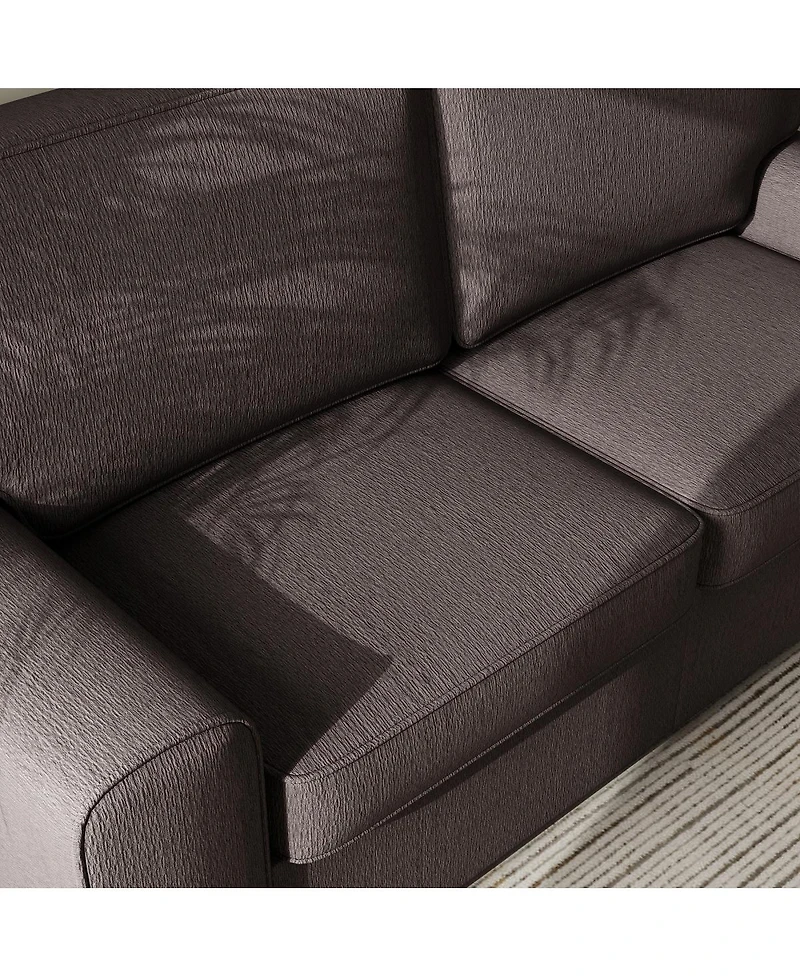 Streamdale Furniture Faux Leather Chesterfield Sofa with Nailhead Trim and 2 Pillows