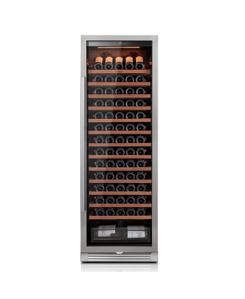 Ca'Lefort 24 inch Wine Cooler Refrigerator 166-Bottle,Freestanding/Built-In Wine Fridge 3LED stainless steel for Home/Office